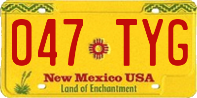NM license plate 047TYG