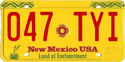 NM license plate 047TYI