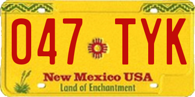 NM license plate 047TYK