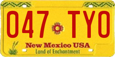 NM license plate 047TYO