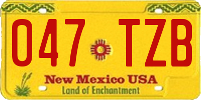 NM license plate 047TZB