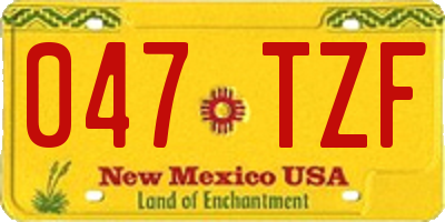 NM license plate 047TZF