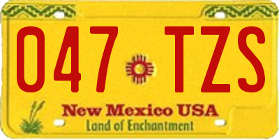 NM license plate 047TZS