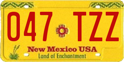 NM license plate 047TZZ
