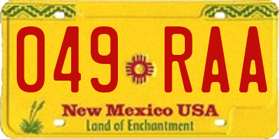 NM license plate 049RAA
