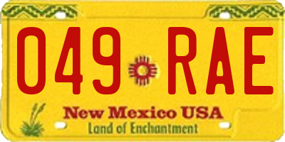 NM license plate 049RAE