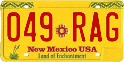 NM license plate 049RAG