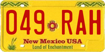 NM license plate 049RAH