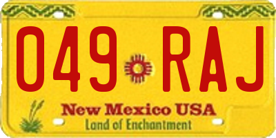 NM license plate 049RAJ