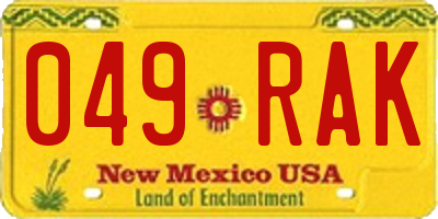 NM license plate 049RAK