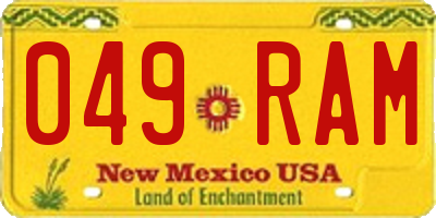 NM license plate 049RAM