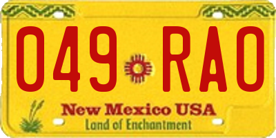 NM license plate 049RAO