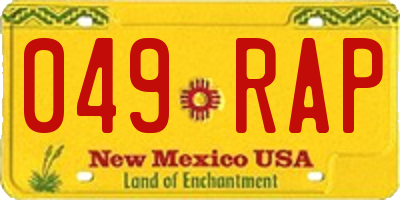 NM license plate 049RAP