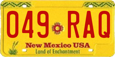 NM license plate 049RAQ