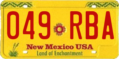 NM license plate 049RBA