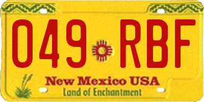 NM license plate 049RBF