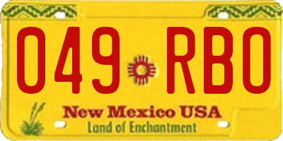NM license plate 049RBO