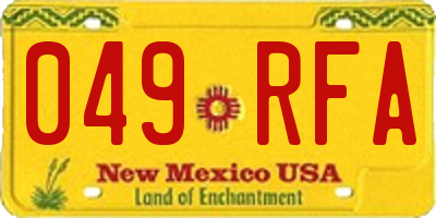 NM license plate 049RFA