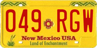 NM license plate 049RGW