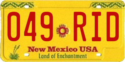 NM license plate 049RID