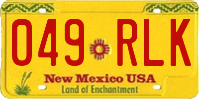 NM license plate 049RLK