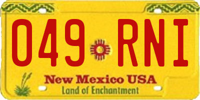 NM license plate 049RNI