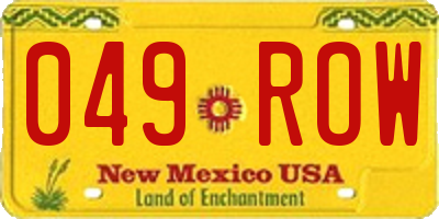 NM license plate 049ROW