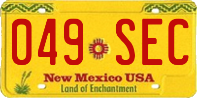 NM license plate 049SEC