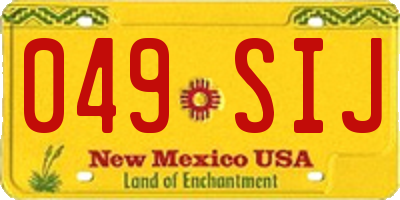 NM license plate 049SIJ