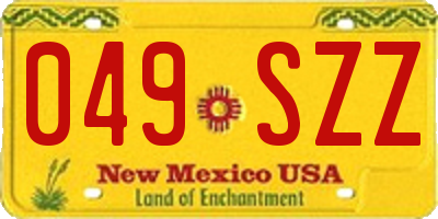 NM license plate 049SZZ