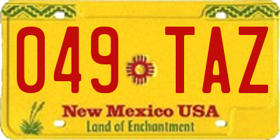 NM license plate 049TAZ
