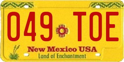 NM license plate 049TOE