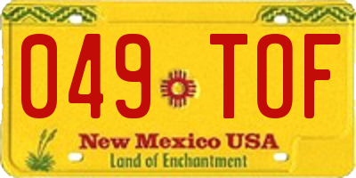NM license plate 049TOF