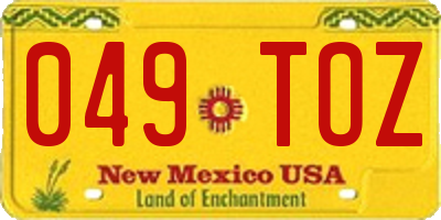 NM license plate 049TOZ