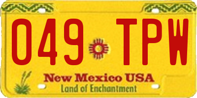 NM license plate 049TPW
