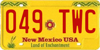NM license plate 049TWC