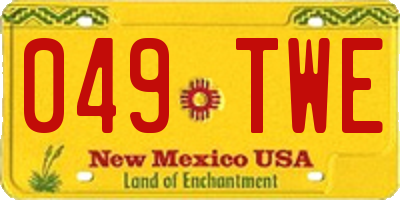 NM license plate 049TWE