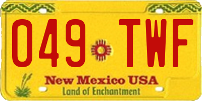 NM license plate 049TWF