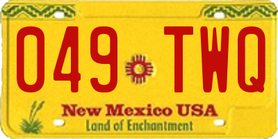 NM license plate 049TWQ