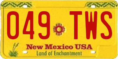 NM license plate 049TWS