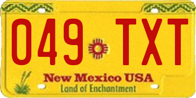 NM license plate 049TXT