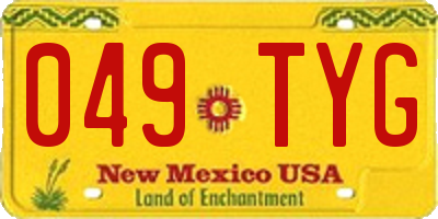 NM license plate 049TYG