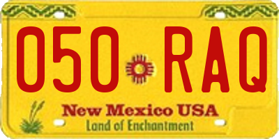 NM license plate 050RAQ