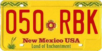 NM license plate 050RBK