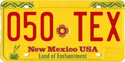 NM license plate 050TEX