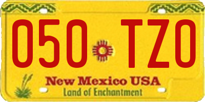 NM license plate 050TZO