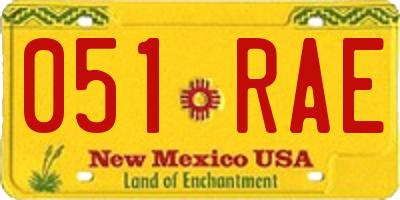 NM license plate 051RAE