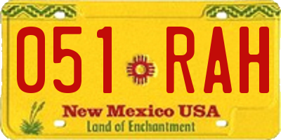 NM license plate 051RAH