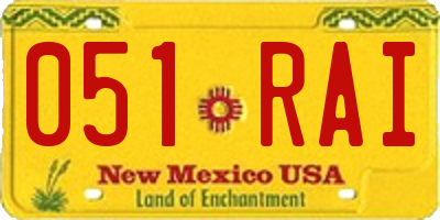 NM license plate 051RAI