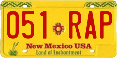 NM license plate 051RAP